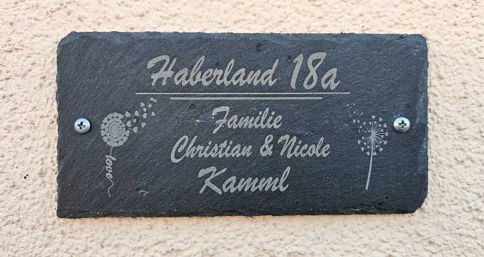 Türschild / Schiefergravur